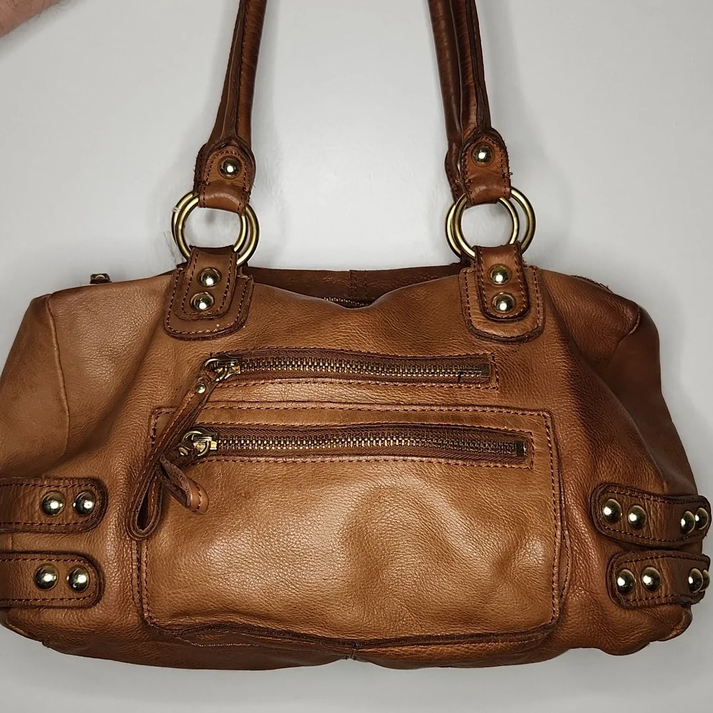 Linea Pelle Large Tan Leather Satchel - Picture 1 of 6